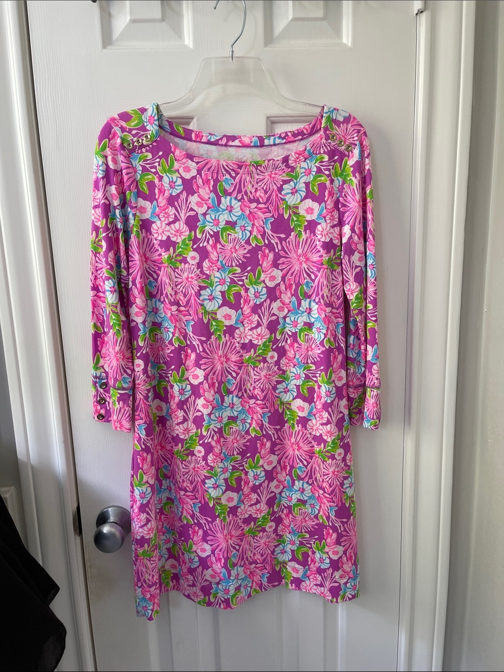 Lilly Pulitzer Pink Floral Long-Sleeve Shift Dress